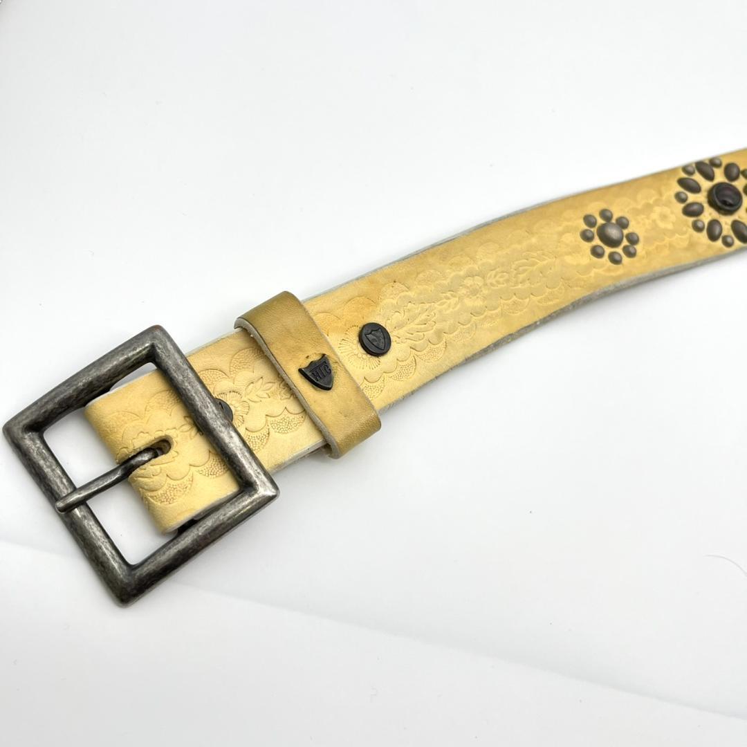 HTC エイチティーシ ベルト ビジュー スタッズ 装飾 レザー ロゴ金具