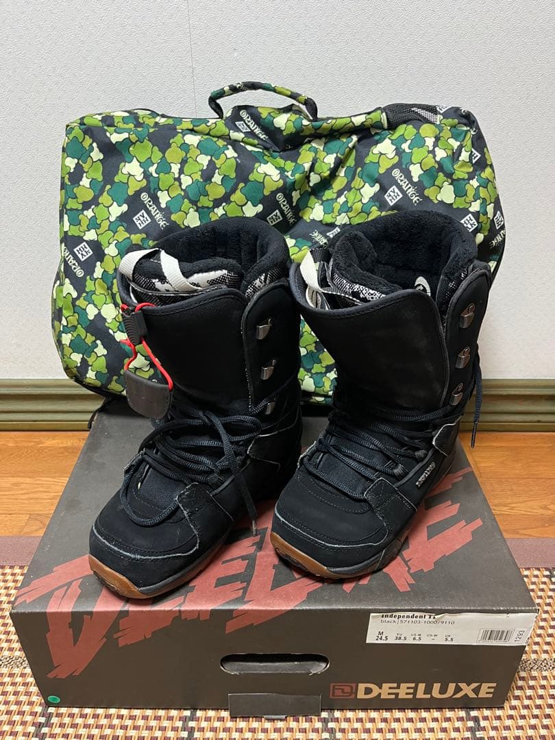 ディーラックス インデペンデント 24.5 ブラック スノーボードブーツ 紐 黒