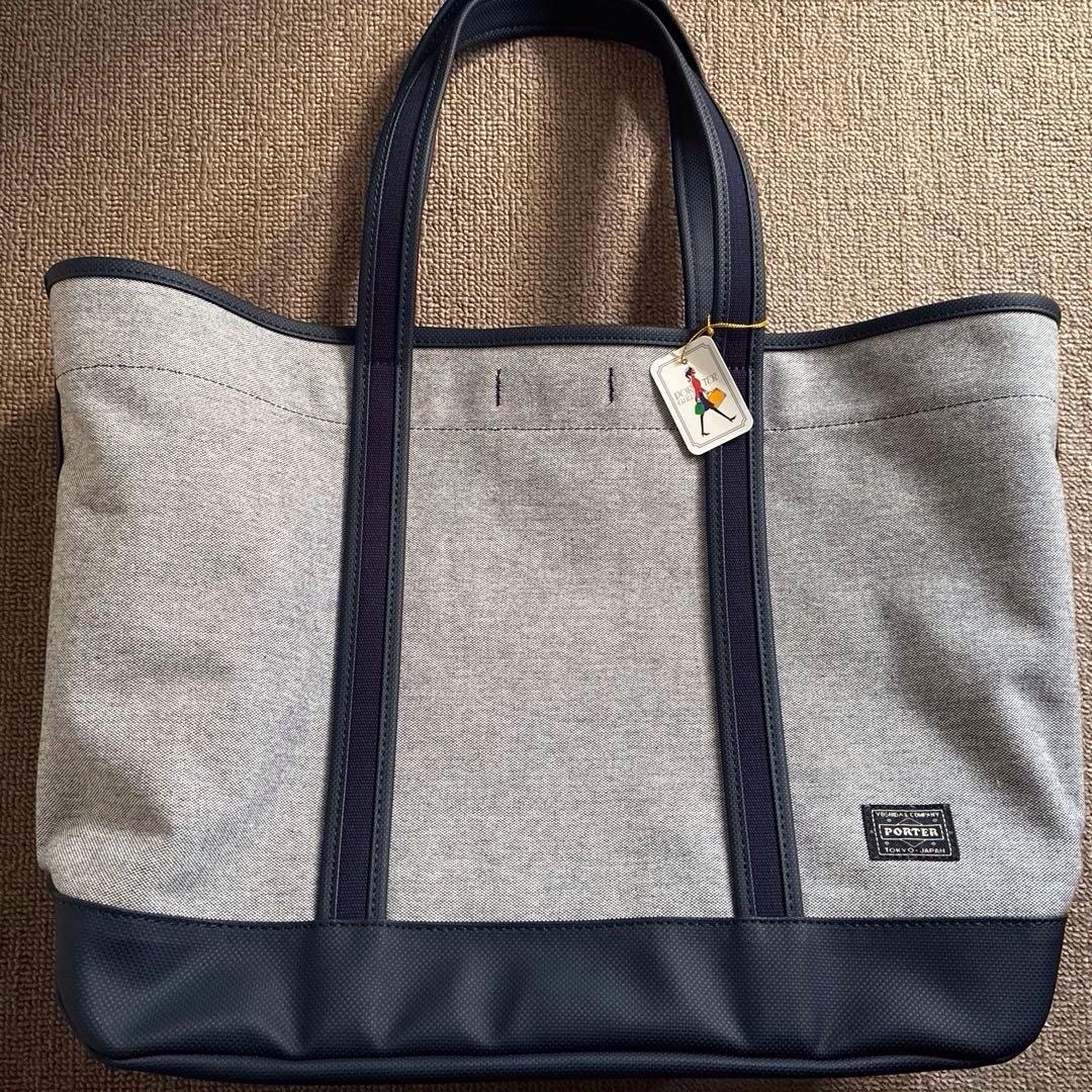 ポーター　ボーイフレンドトート(L)シャンブレーネイビー