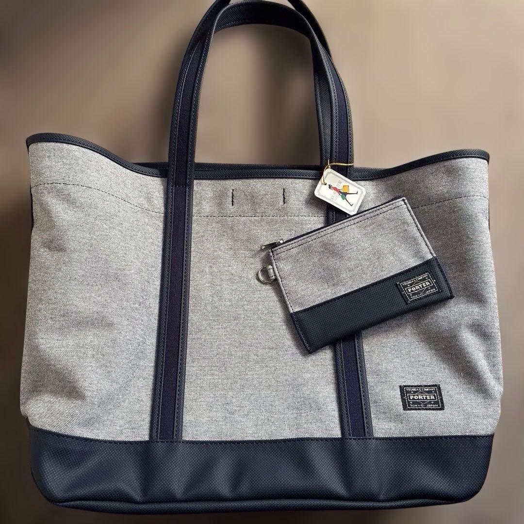ポーター　ボーイフレンドトート(L)シャンブレーネイビー