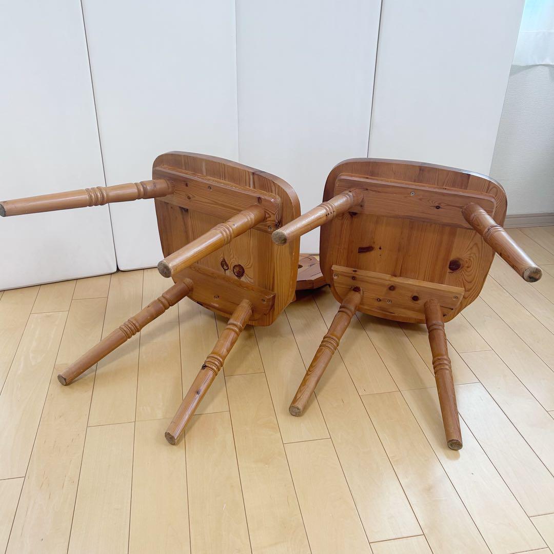 木の温もり　カントリー　ウッドチェア　ダイニング　2脚セット ハート形