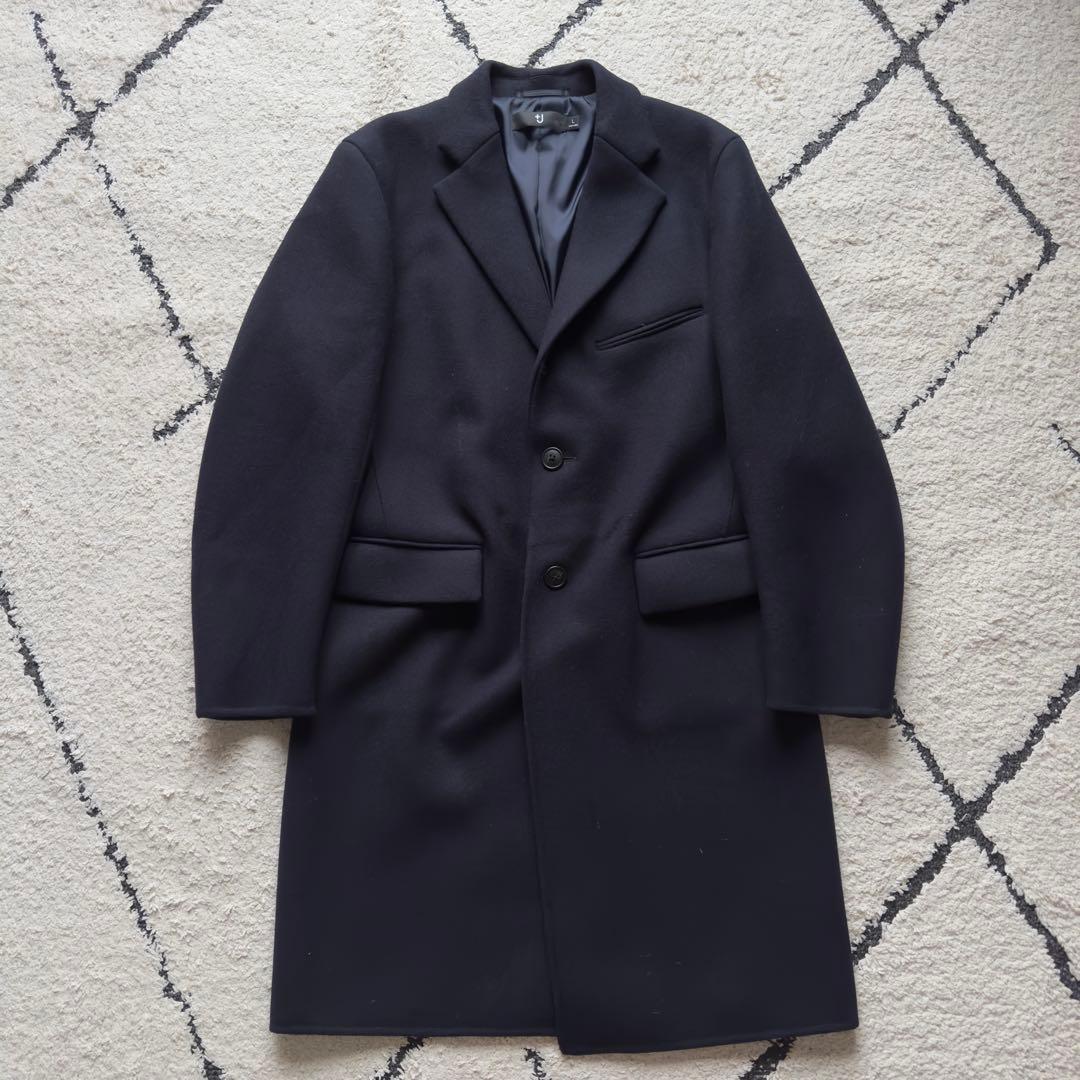未使用 ユニクロ +J ウールブレンドチェスターコート ネイビー Lサイズ