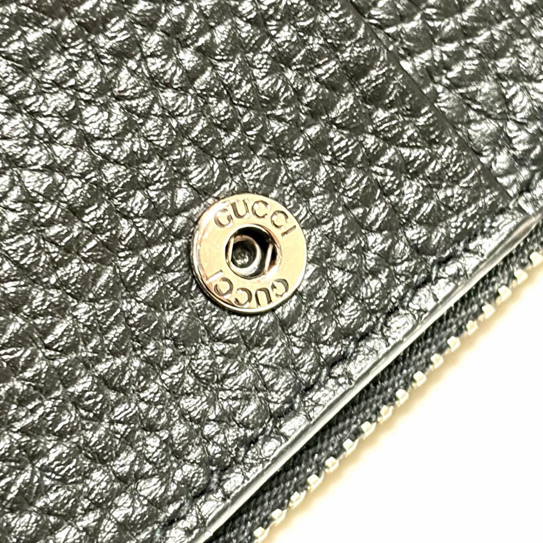GUCCI 二つ折り財布 ブラック レザー シルバー 美品 未使用に近い 箱付き