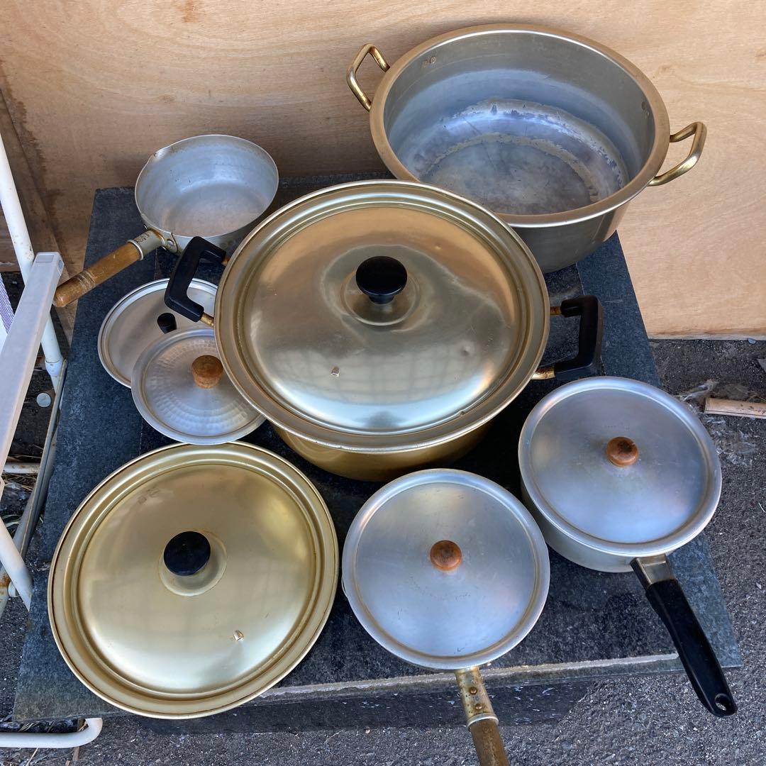 鍋セット 6点 金色と銀色いろいろ蓋のみあり