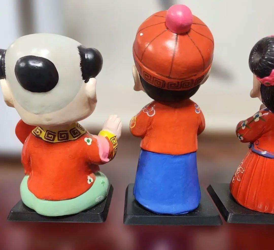 中国風 子供の陶器置物 4点セット