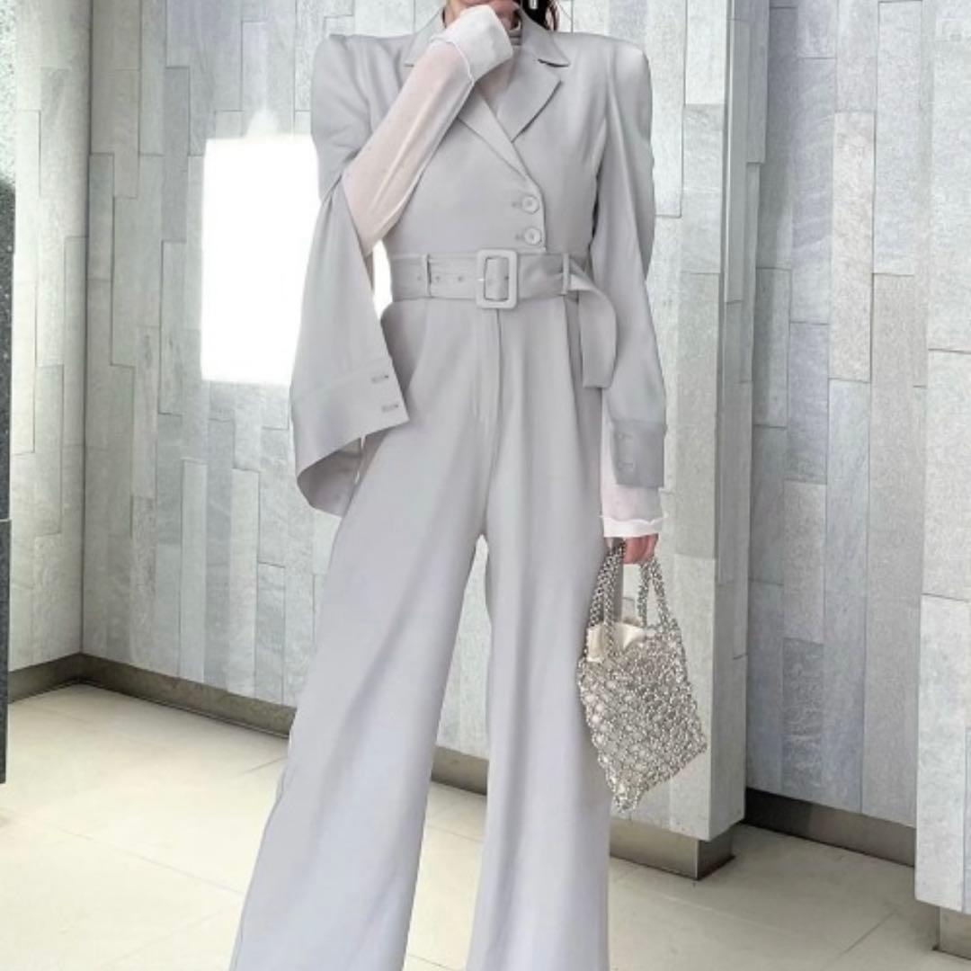 ベルト付ケープ風オールインワン