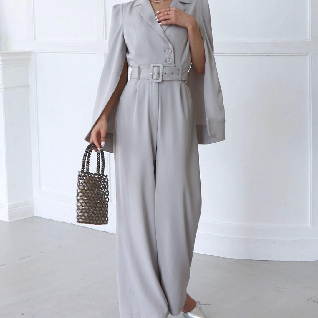 ベルト付ケープ風オールインワン