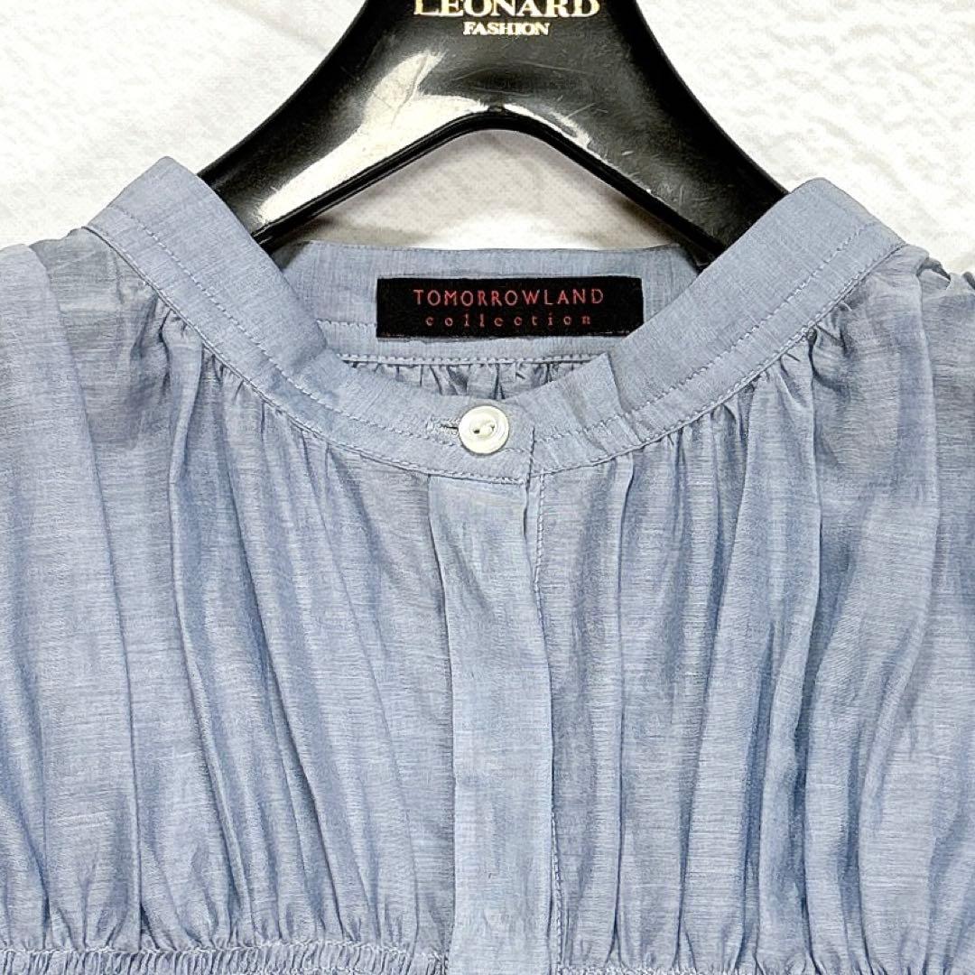 タグ付き✨24年 トゥモローランド コットンシルク シャーリングペプラムブラウス