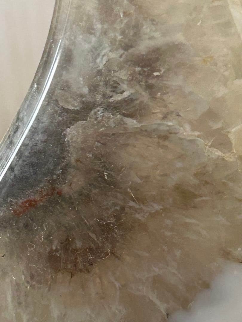 希少月の形 天然石 アゲート 原石 ドゥルージー付 インテリア