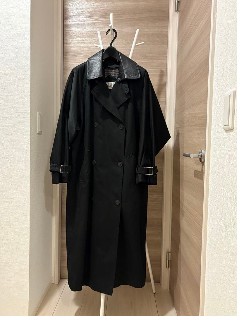レザー襟 黒 ダブルトレンチコート【SULLEN購入（当時深水さんモデル着用）】