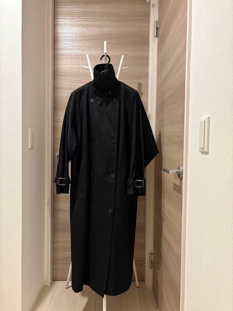 レザー襟 黒 ダブルトレンチコート【SULLEN購入（当時深水さんモデル着用）】