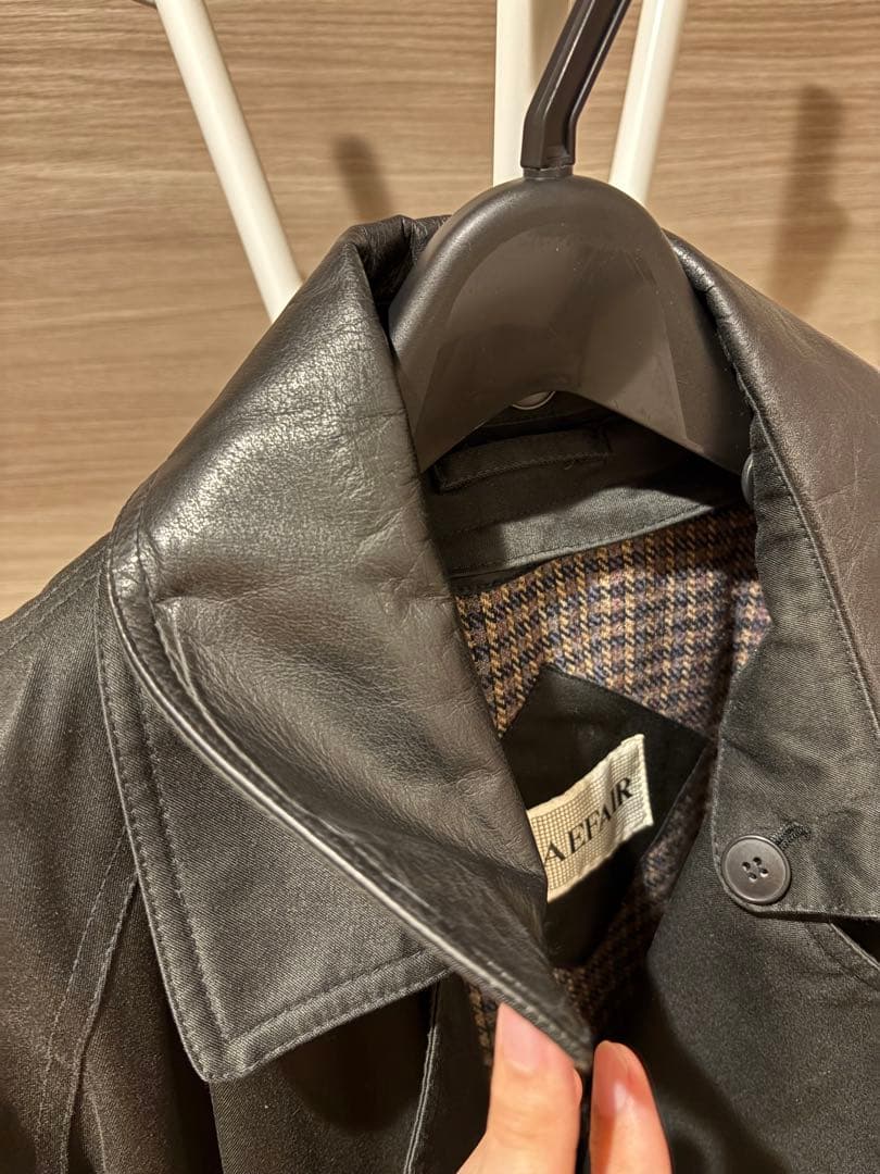 レザー襟 黒 ダブルトレンチコート【SULLEN購入（当時深水さんモデル着用）】