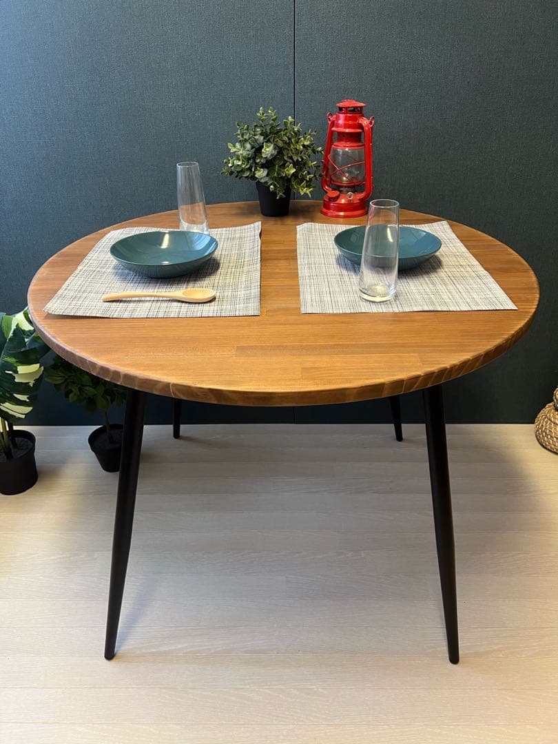 【オーダー】 テーブル 正方形 80cm パイン ウォルナット調 ボルト連結脚