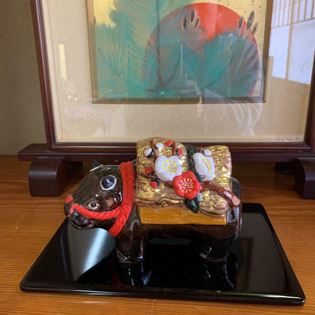 干支置物《春陽》丑　京都六兵衛窯　たち吉