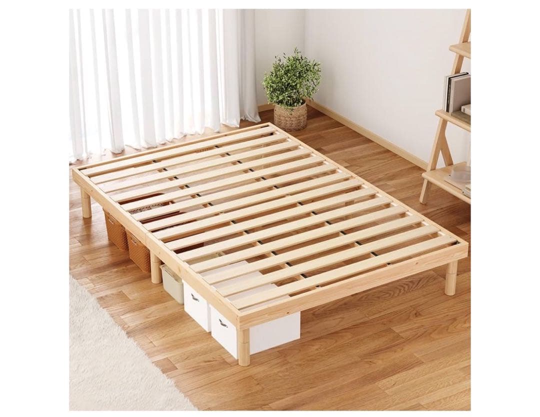 【新品】ベッドフレーム シングル すのこベッド 天然無垢パイン 耐荷重200kg