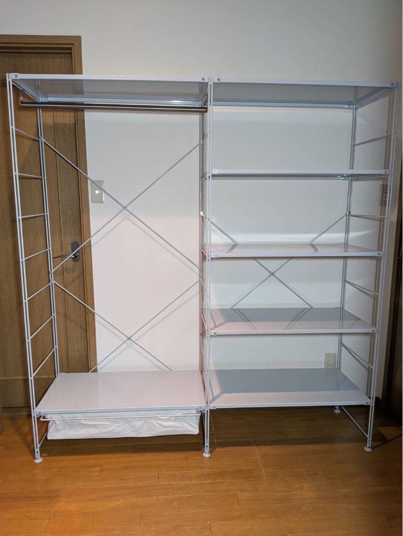 ■送料込■無印良品 スチールユニットシェルフ ワードローブ 棚 衣類収納 グレー