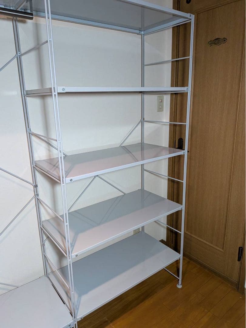 ■送料込■無印良品 スチールユニットシェルフ ワードローブ 棚 衣類収納 グレー