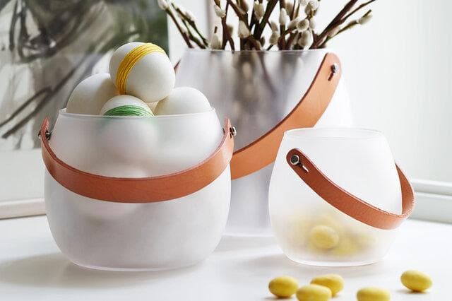 ホルムガード ポット フロスト H16cm レザーハンドル　花器 フラワーベース