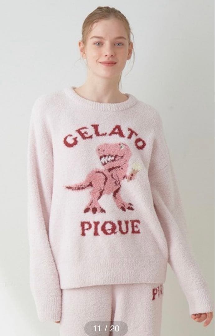 【上下セット】GELATO PIQUE 恐竜プリント もこもこルームウェア