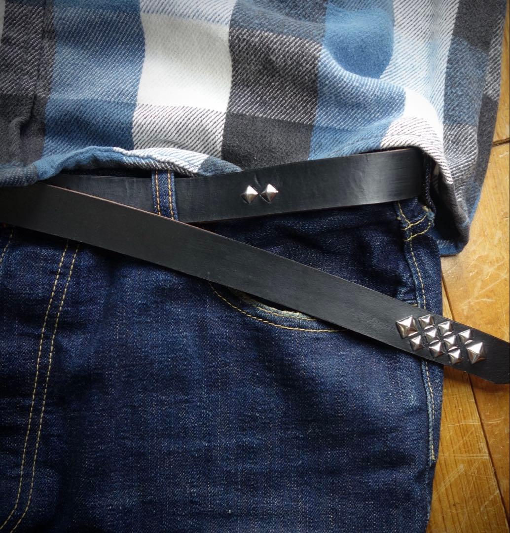 ☆茶芯ナロースタッズベルト24mmサドルレザー htcベルトcallyお好きな方