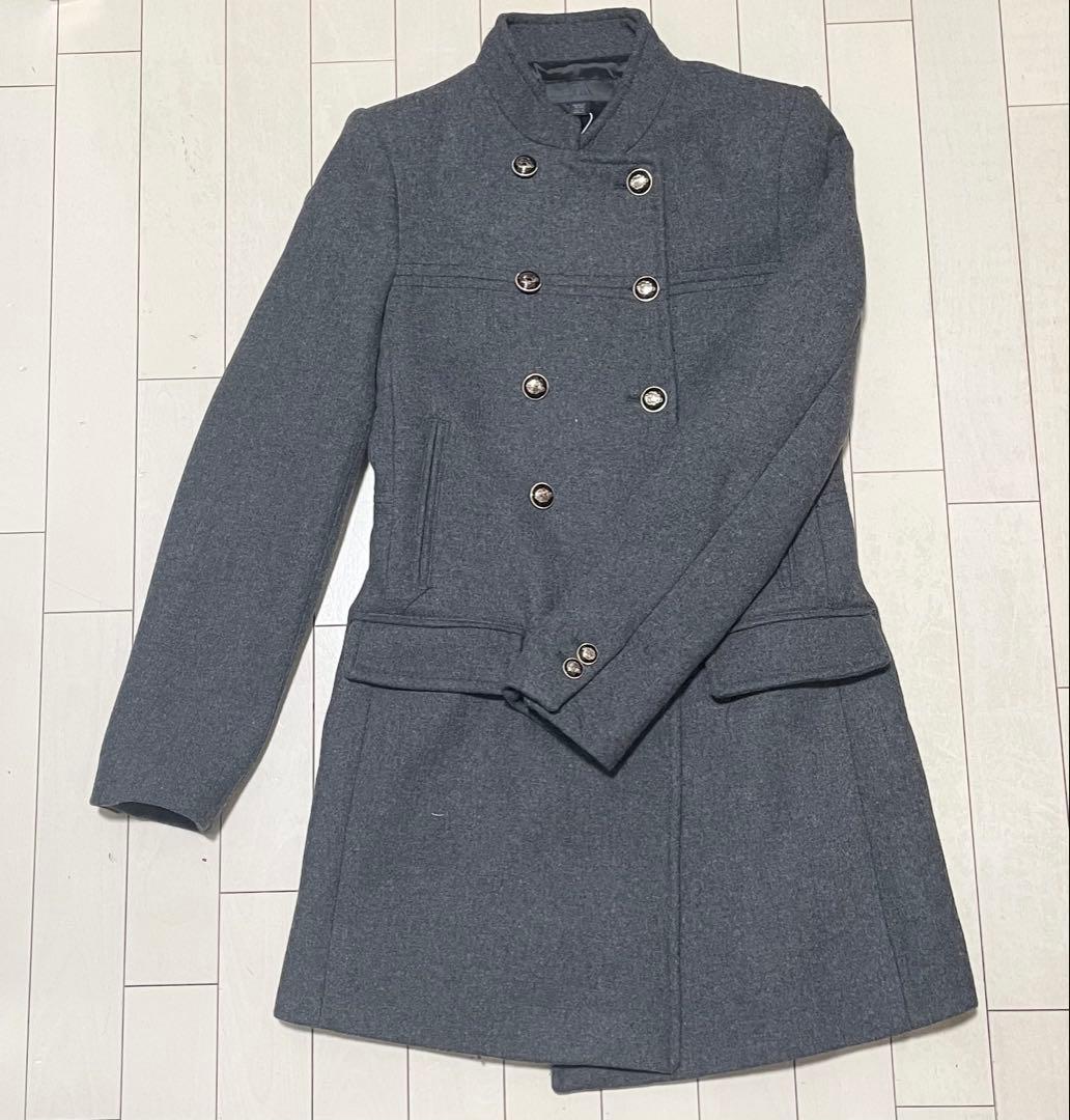 ZARA グレー ウールダブルブレストコート S 新品