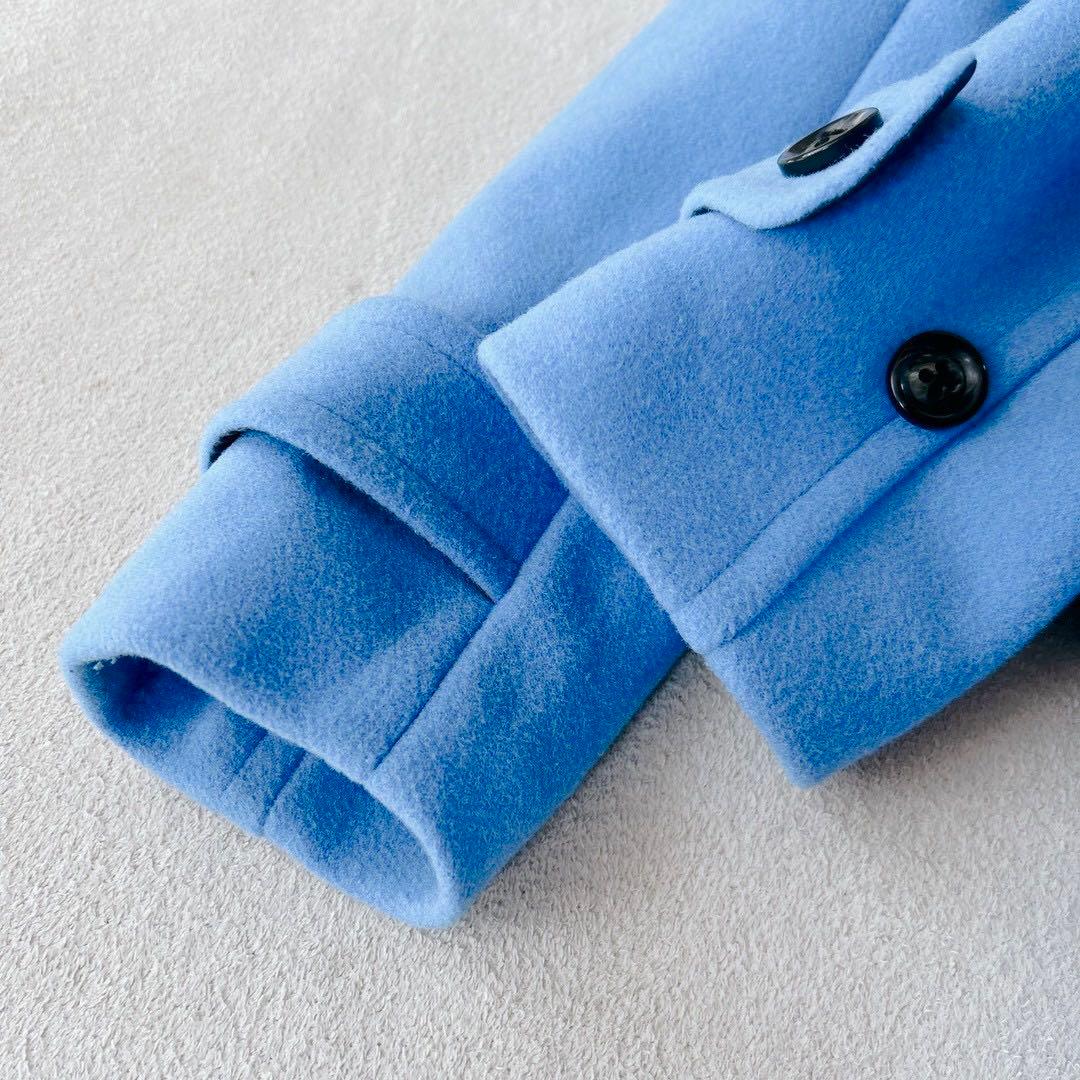 定番✨グリーンレーベルリラクシング　ダッフル ロング コート　コバルトブルー　L