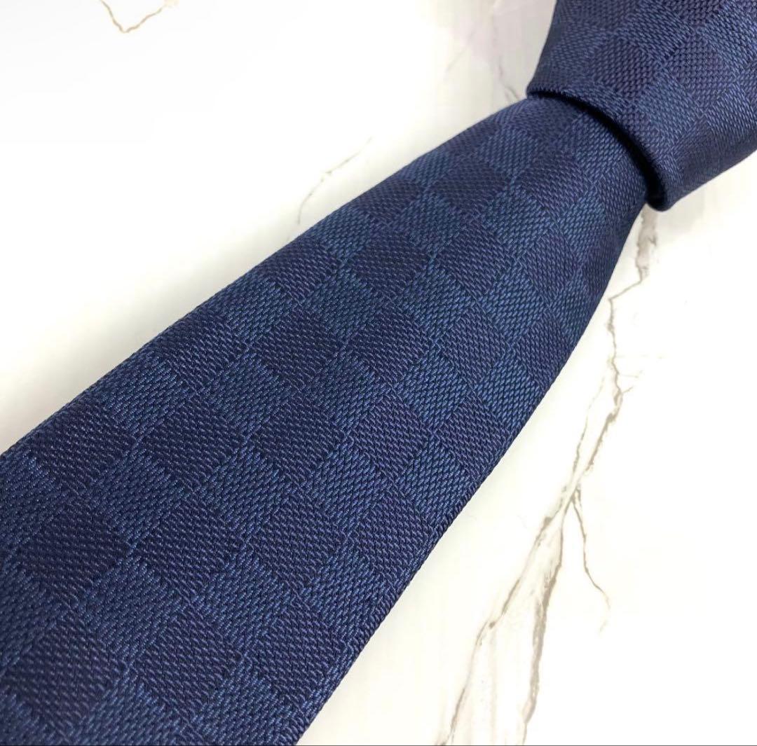 【ソルまる】未使用級　現行モデル　ルイヴィトン　ネクタイ　ダミエ　ロゴ