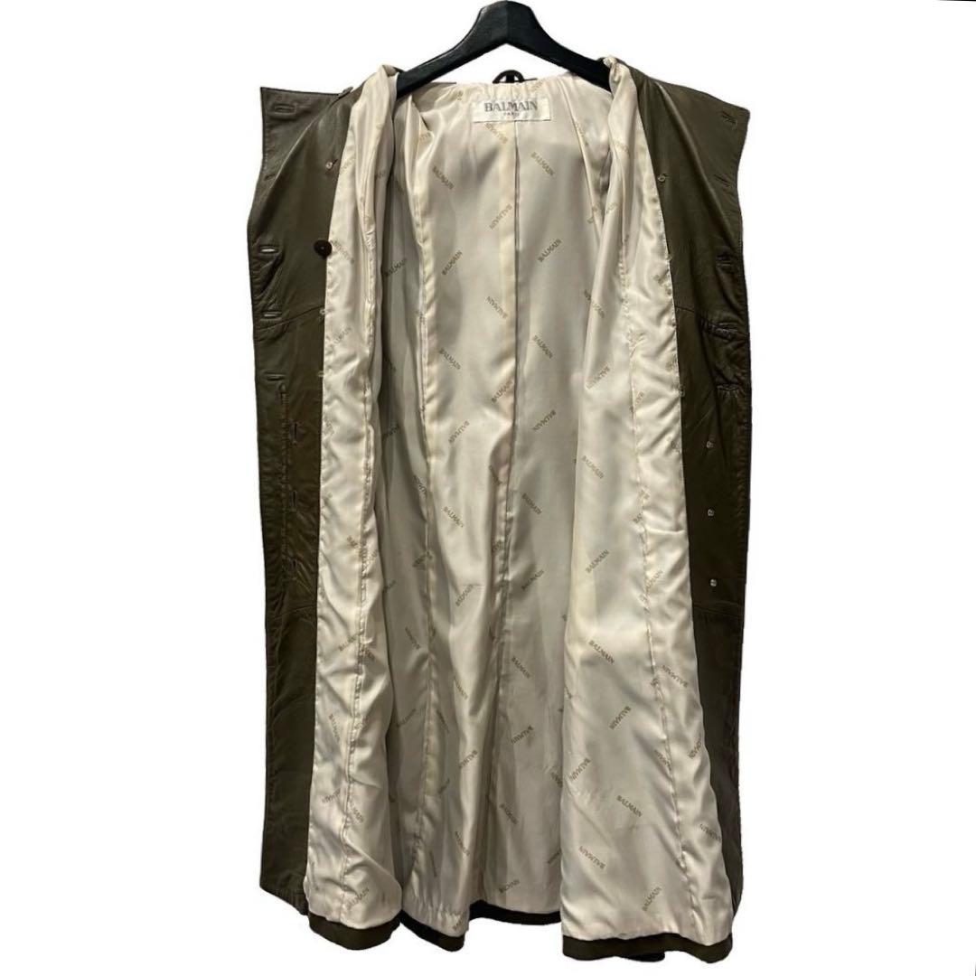 old BALMAIN ラムレザーダブルブレストロングコート 名作 アーカイブ