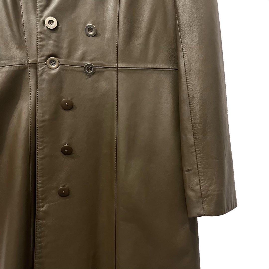 old BALMAIN ラムレザーダブルブレストロングコート 名作 アーカイブ