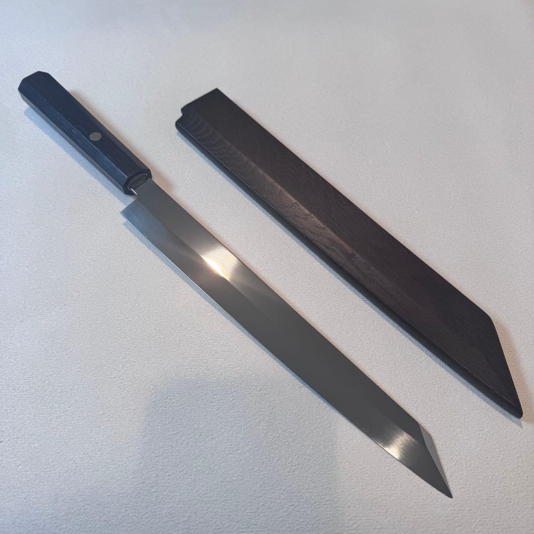 【特価限定】270mm 切付柳刃包丁 鏡面　黒檀八角柄 刺身包丁 全鋼【鞘付き】