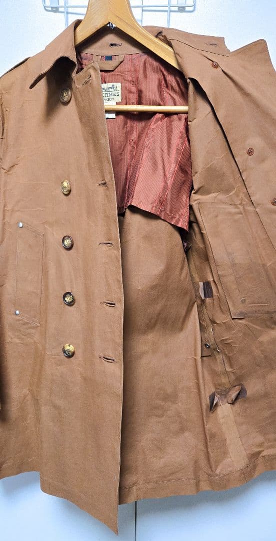 希少 ヴィンテージ エルメス × マッキントッシュ ゴム引き コート トレンチ