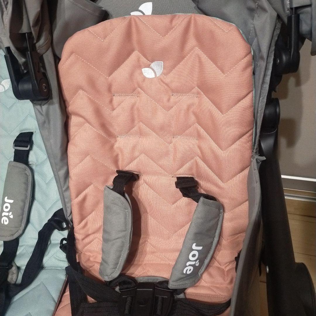 値下 美品 Joie エアツイン 横型2人乗りベビーカー水色ピンク 双子 ツイン