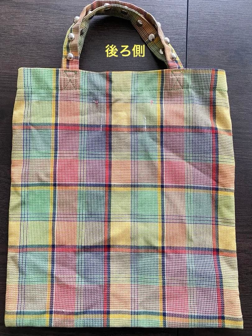 ジュンヤワタナベ　コムデギャルソン　コルソコモ　スタッズ　チェックトートバッグ