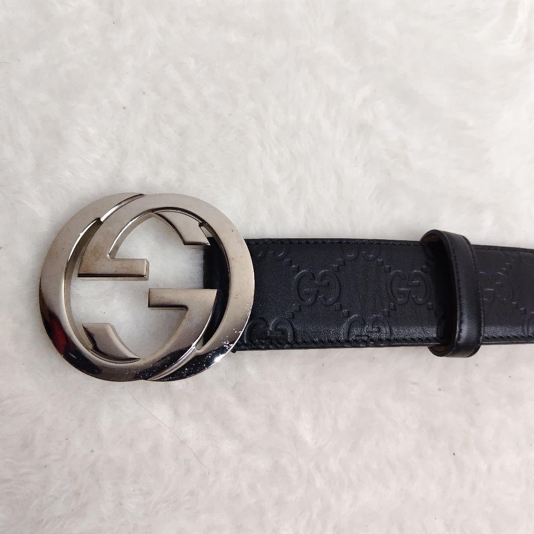 ✨美品✨GUCCI グッチ ベルト インターロッキング グッチシマ　ブラック