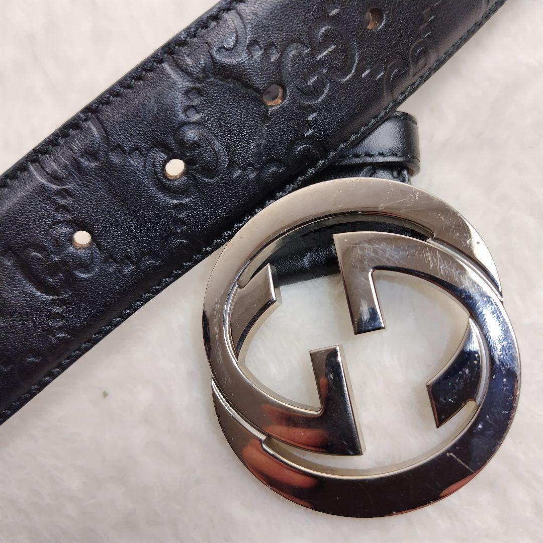 ✨美品✨GUCCI グッチ ベルト インターロッキング グッチシマ　ブラック