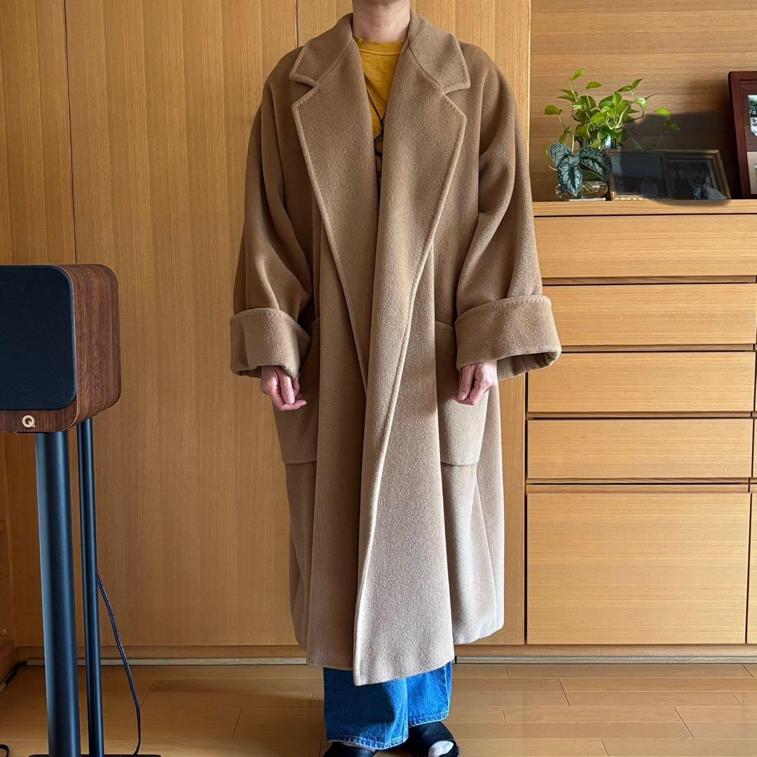 MaxMara★カシミヤ混　エレガントガウンコート　40 キャメル　ビンテージ