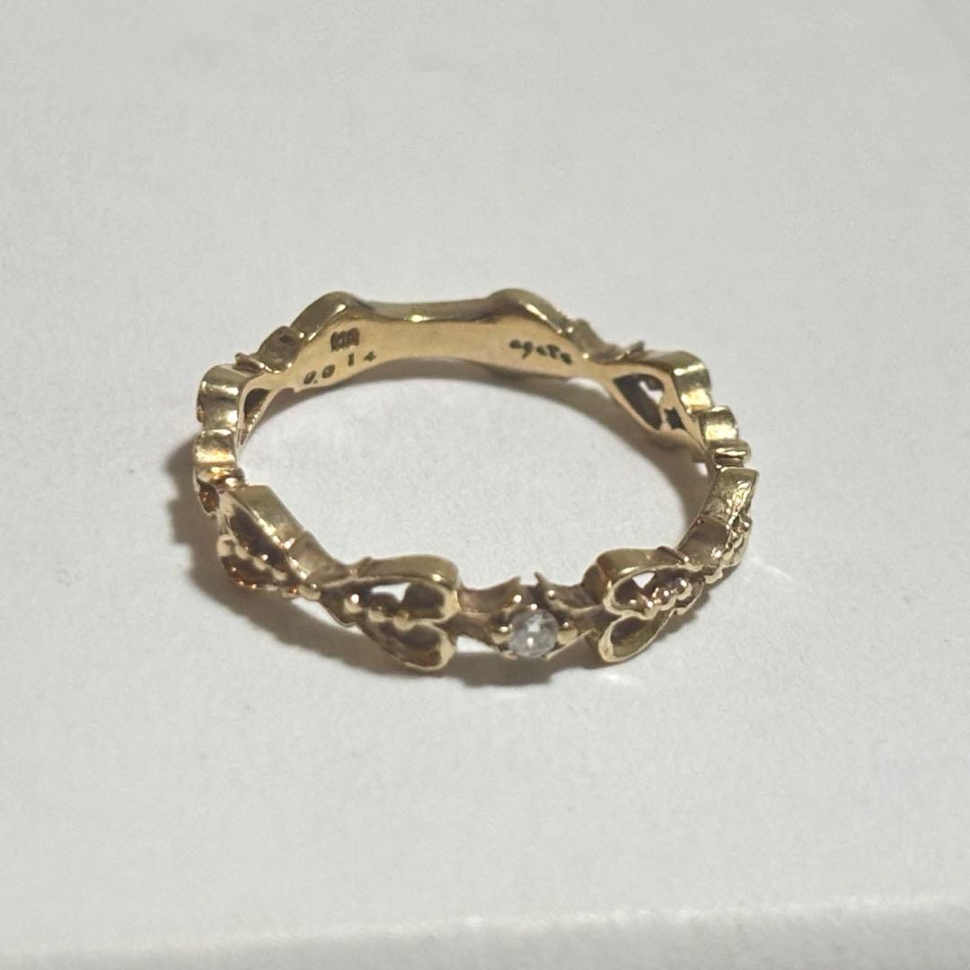 【グランド】agete ピンキーリング　K10 0.014ct　【約5号】