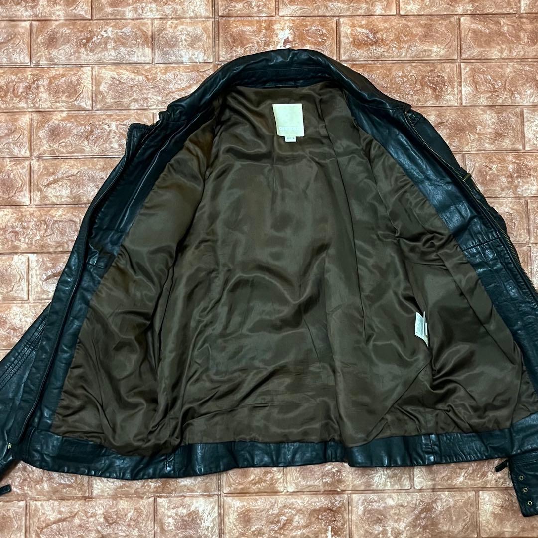 い*し様 DIESEL（ディーゼル）牛革製レザージャケット Mサイズ ブラック