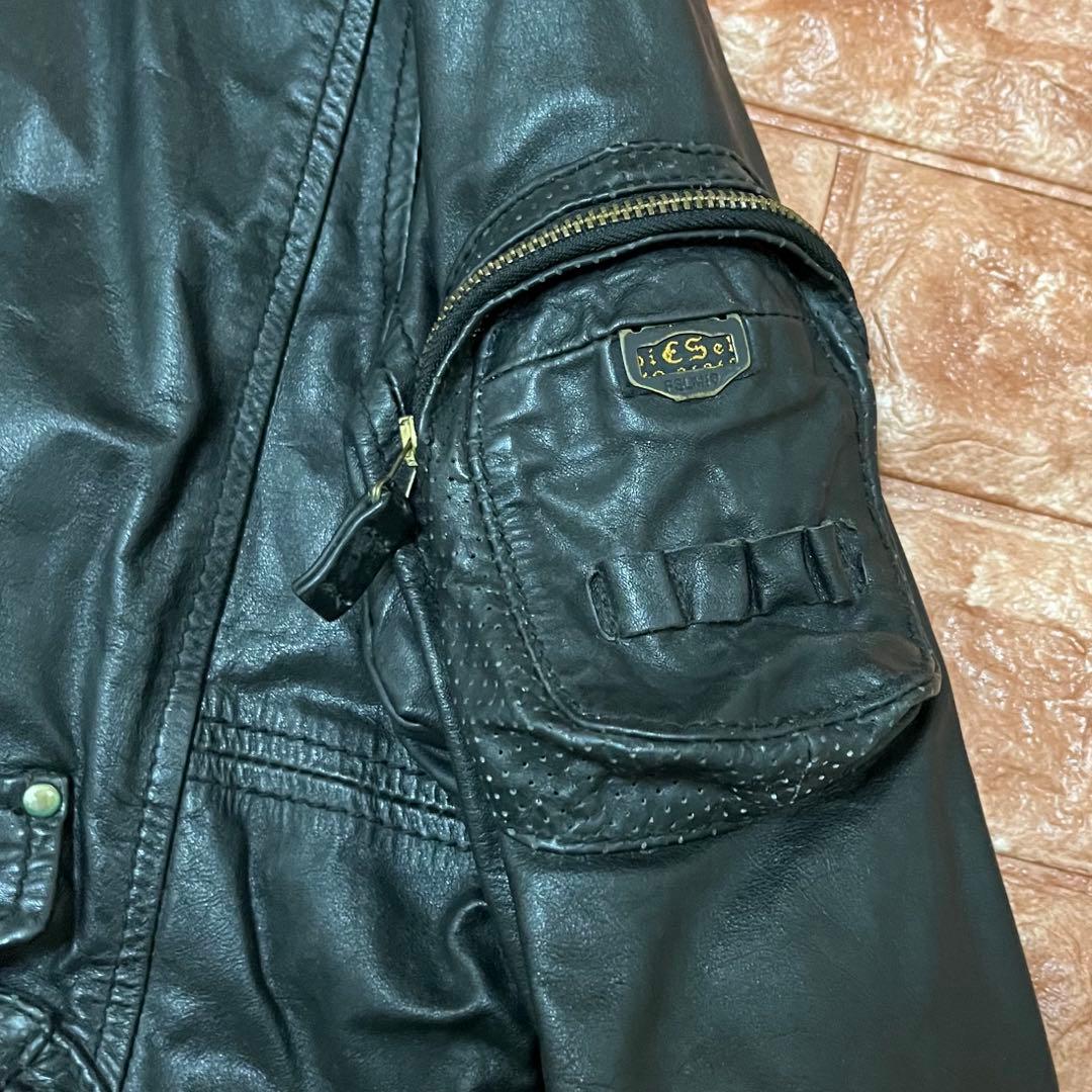 い*し様 DIESEL（ディーゼル）牛革製レザージャケット Mサイズ ブラック