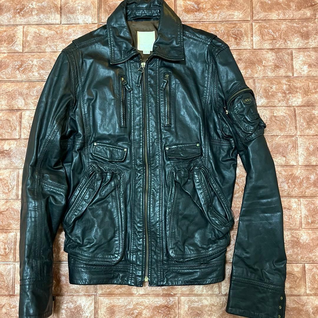 い*し様 DIESEL（ディーゼル）牛革製レザージャケット Mサイズ ブラック
