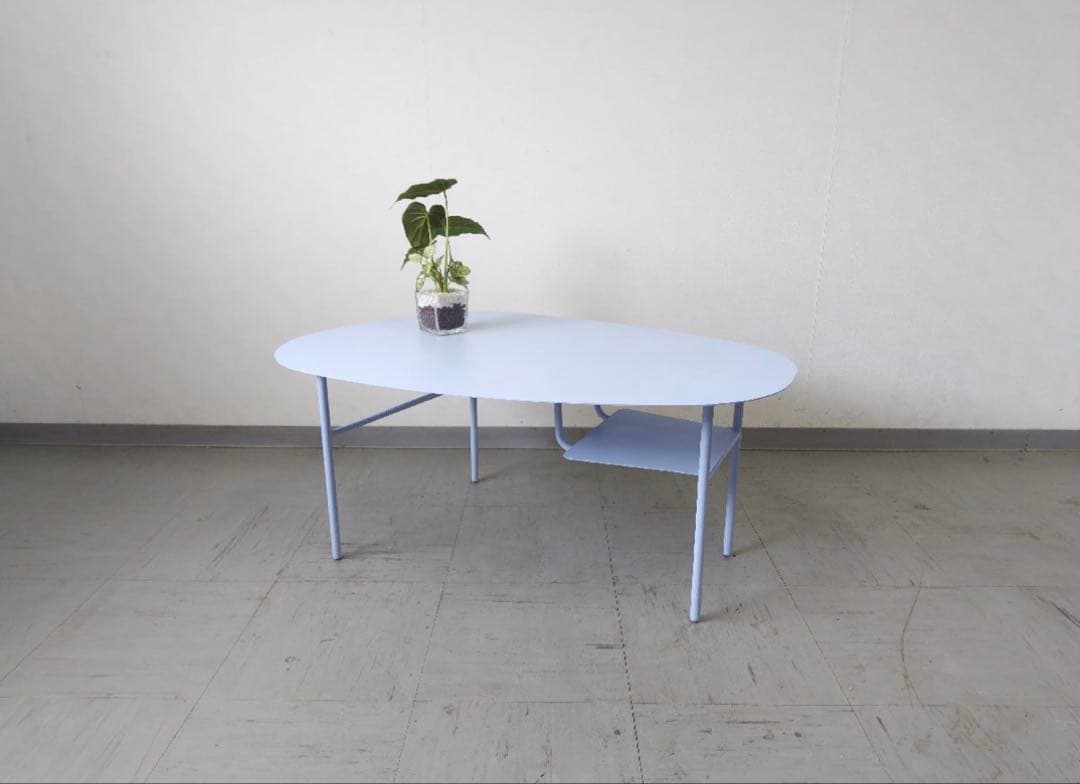 【美品】unico ローテーブル ブルー センターテーブル コーヒーテーブル