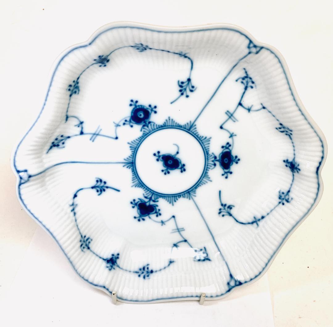 ロイヤルコペンハーゲン ブルーフルーテッドプレイン6角プレート 22cm