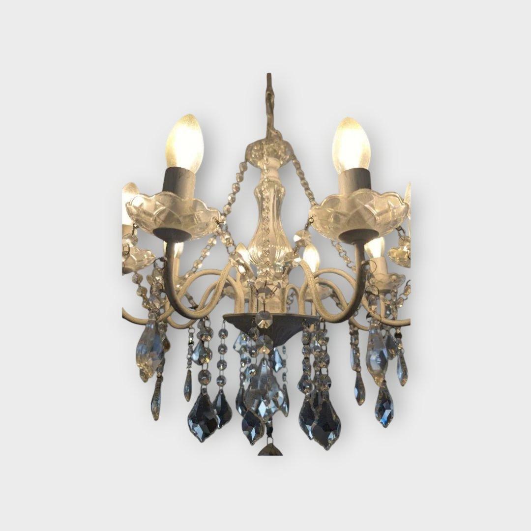 クリスタルガラス　シャンデリア 8灯 ガラス　アンティーク