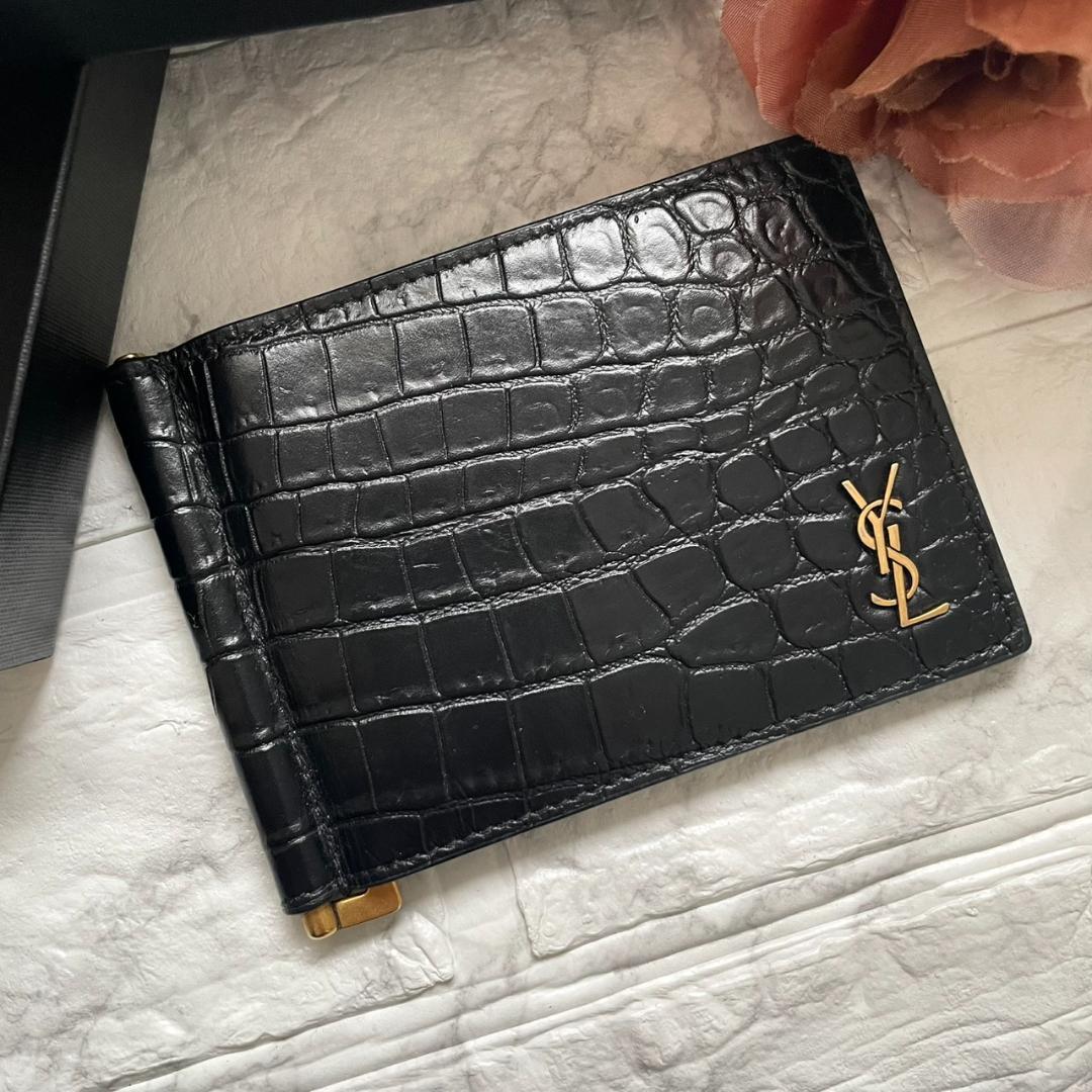 未使用級✨SAINT LAURENT YSL マネークリップ クロコ RFID