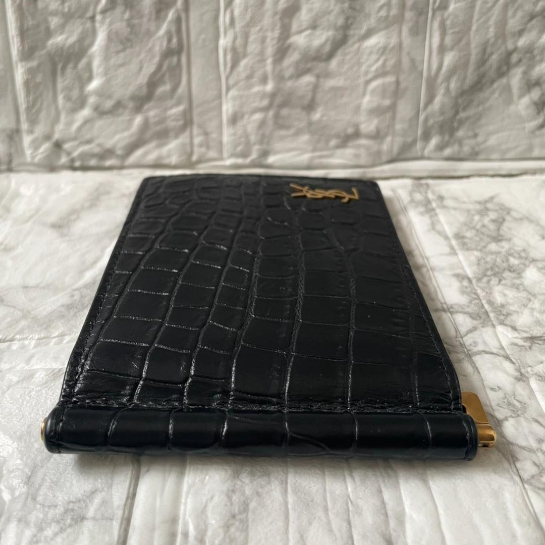 未使用級✨SAINT LAURENT YSL マネークリップ クロコ RFID