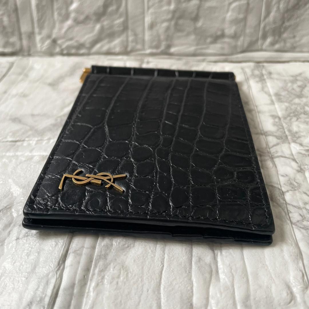 未使用級✨SAINT LAURENT YSL マネークリップ クロコ RFID