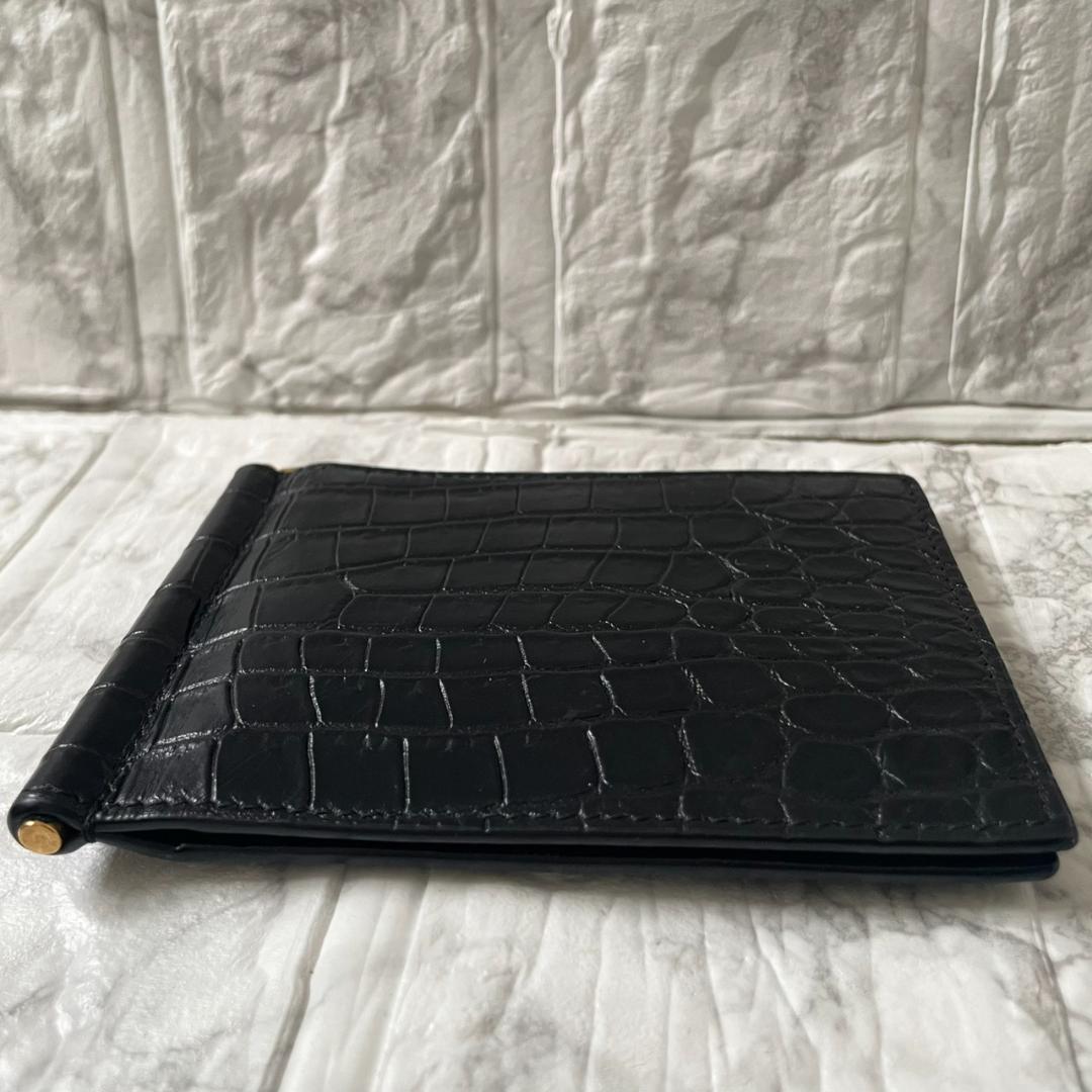 未使用級✨SAINT LAURENT YSL マネークリップ クロコ RFID
