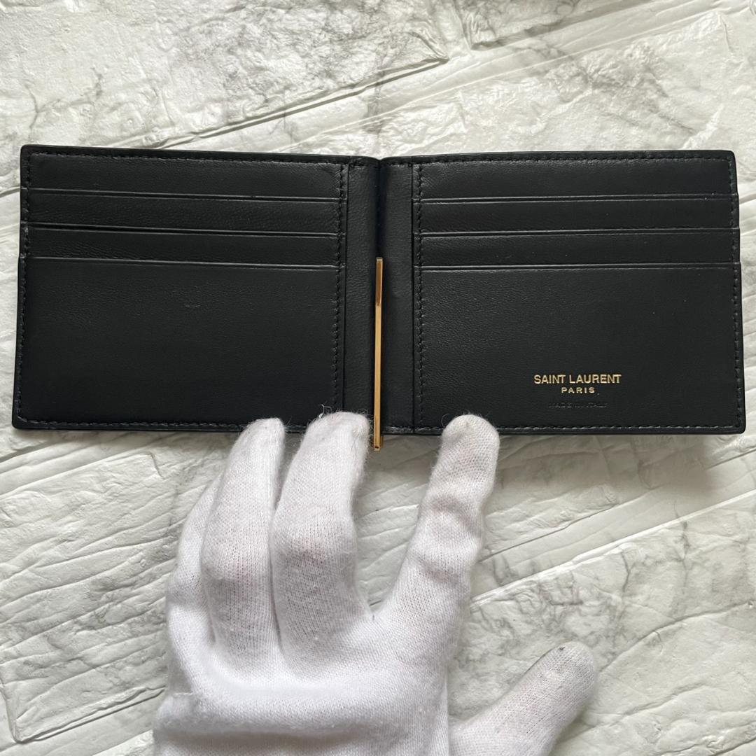 未使用級✨SAINT LAURENT YSL マネークリップ クロコ RFID