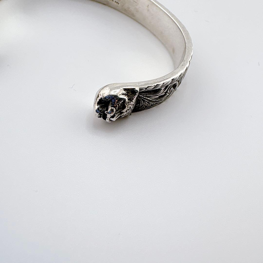 グッチ タイガーヘッドバングル キャットブレスレット 17 シルバー 925