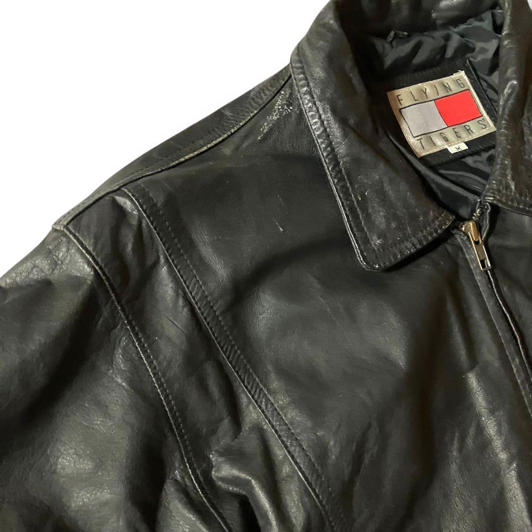 ばなな√ 様☆vintageレザージャケット本革リアルカウレザーシングル短丈ブル